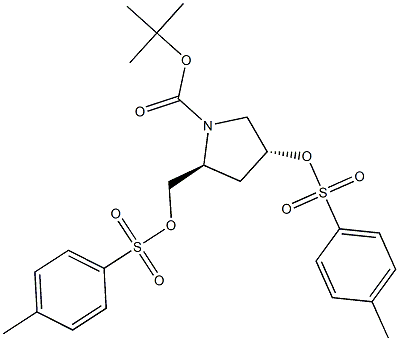 (2S,4R)-4-トシルオキシ-2-トシルオキシメチル-1-ピロリジンカルボン酸tert-ブチル 化学構造式