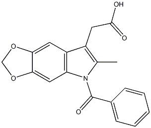 5-Benzoyl-6-methyl-5H-1,3-dioxolo[4,5-f]indole-7-acetic acid Structure