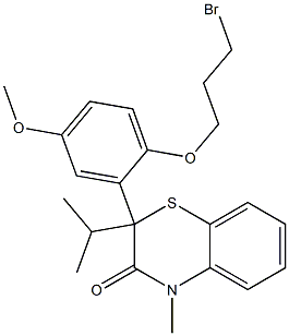 2-[2-(3-Bromopropyloxy)-5-methoxyphenyl]-2-isopropyl-4-methyl-4H-1,4-benzothiazin-3(2H)-one,,结构式
