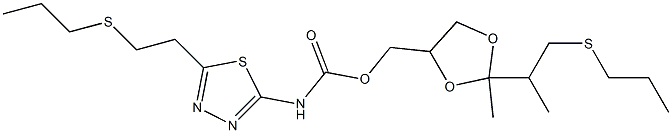 N-[5-(2-Propylthioethyl)-1,3,4-thiadiazol-2-yl]carbamic acid [2-methyl-2-(1-methyl-2-propylthioethyl)-1,3-dioxolan-4-yl]methyl ester|