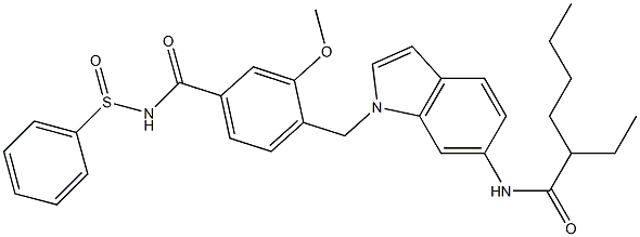 4-[6-(2-Ethylhexanoylamino)-1H-indol-1-ylmethyl]-3-methoxy-N-phenylsulfinylbenzamide Structure