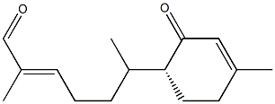 (R,2E)-2,6-Dimethyl-6-(4-methyl-2-oxo-3-cyclohexen-1-yl)-2-hexenal Structure