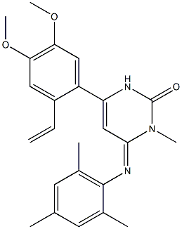 3,4-Dihydro-6-(2-ethenyl-4,5-dimethoxyphenyl)-3-methyl-4-(2,4,6-trimethylphenylimino)pyrimidin-2(1H)-one,,结构式