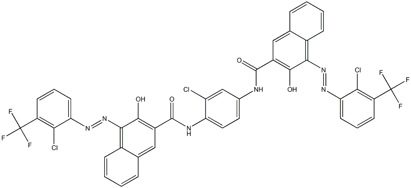 1,4-Bis[1-[[2-chloro-3-(trifluoromethyl)phenyl]azo]-2-hydroxy-3-naphthoylamino]-2-chlorobenzene,,结构式