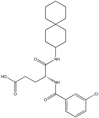(R)-4-[(3-クロロベンゾイル)アミノ]-5-オキソ-5-[(スピロ[5.5]ウンデカン-3-イル)アミノ]ペンタン酸 化学構造式