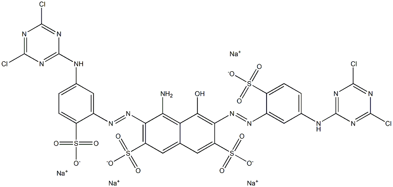 4-Amino-3,6-bis[5-(4,6-dichloro-1,3,5-triazin-2-ylamino)-2-sulfophenylazo]-5-hydroxy-2,7-naphthalenedisulfonic acid tetrasodium salt,,结构式