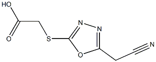 [(5-シアノメチル-1,3,4-オキサジアゾール-2-イル)チオ]酢酸 化学構造式