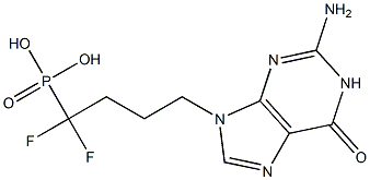4-[(2-Amino-1,6-dihydro-6-oxo-9H-purin)-9-yl]-1,1-difluorobutylphosphonic acid 结构式