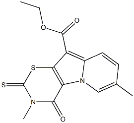 3,4-Dihydro-4-oxo-2-thioxo-3,7-dimethyl-2H-1,3-thiazino[6,5-b]indolizine-10-carboxylic acid ethyl ester,,结构式