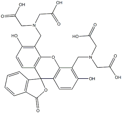 N,N'-[(3',6'-Dihydroxy-3-oxospiro[isobenzofuran-1(3H),9'-[9H]xanthene]-4',5'-diyl)bis(methylene)]bis[N-(carboxymethyl)glycine] Structure