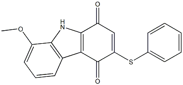 3-(フェニルチオ)-8-メトキシ-9H-カルバゾール-1,4-ジオン 化学構造式