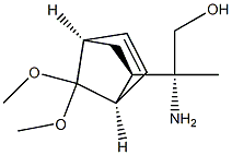 (1R,4R,5R)-5-[(R)-1-アミノ-2-ヒドロキシ-1-メチルエチル]-7,7-ジメトキシビシクロ[2.2.1]ヘプタ-2-エン 化学構造式