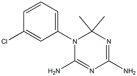 1-[3-クロロフェニル]-6,6-ジメチル-1,6-ジヒドロ-1,3,5-トリアジン-2,4-ジアミン 化学構造式