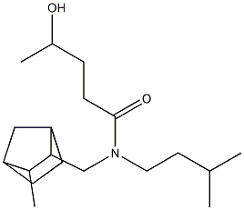 4-ヒドロキシ-N-イソペンチル-N-[(3-メチル-2-ノルボルニル)メチル]バレルアミド 化学構造式
