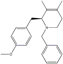 (2S)-1,2,5,6-Tetrahydro-2-[(4-methoxyphenyl)methyl]-3,4-dimethyl-1-(phenylmethyl)pyridine 结构式