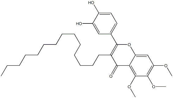 2-(3,4-Dihydroxyphenyl)-5,6,7-trimethoxy-3-tetradecyl-4H-1-benzopyran-4-one 结构式