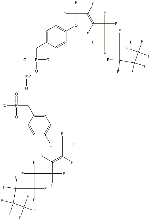 ビス[4-(ヘプタデカフルオロ-2-ノネニルオキシ)ベンジルホスホン酸水素]亜鉛 化学構造式