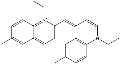 1-Ethyl-2-[(1-ethyl-6-methyl-4(1H)-quinolinylidene)methyl]-6-methylquinolinium Structure