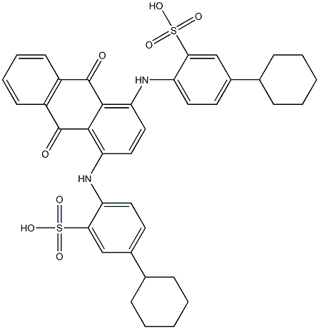 2,2'-[(9,10-ジヒドロ-9,10-ジオキソアントラセン)-1,4-ジイル]ジイミノビス(5-シクロヘキシル-1-ベンゼンスルホン酸) 化学構造式