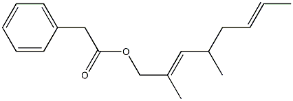 フェニル酢酸2,4-ジメチル-2,6-オクタジエニル 化学構造式