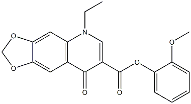 5-Ethyl-5,8-dihydro-8-oxo-1,3-dioxolo[4,5-g]quinoline-7-carboxylic acid 2-methoxyphenyl ester Struktur