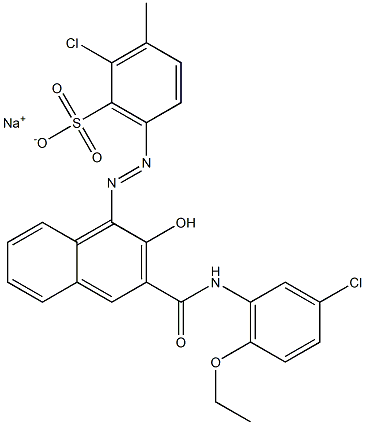 2-クロロ-3-メチル-6-[[3-[[(3-クロロ-6-エトキシフェニル)アミノ]カルボニル]-2-ヒドロキシ-1-ナフチル]アゾ]ベンゼンスルホン酸ナトリウム 化学構造式