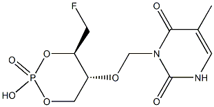 (4R,5R)-4-(Fluoromethyl)-5-[[(5-methyl-1,2,3,4-tetrahydro-2,4-dioxopyrimidin)-3-yl]methoxy]-2-hydroxy-1,3,2-dioxaphosphorinane-2-oxide Structure