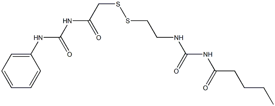 1-Pentanoyl-3-[2-[[(3-phenylureido)carbonylmethyl]dithio]ethyl]urea Struktur