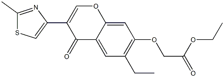 [6-Ethyl-3-(2-methylthiazol-4-yl)-4-oxo-4H-1-benzopyran-7-yloxy]acetic acid ethyl ester Structure