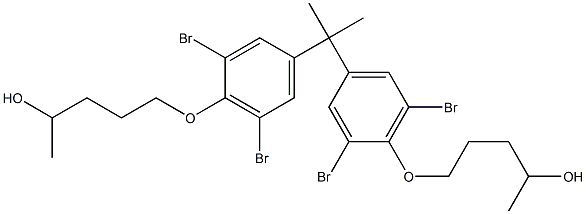 5,5'-[イソプロピリデンビス(2,6-ジブロモ-4,1-フェニレンオキシ)]ビス(2-ペンタノール) 化学構造式