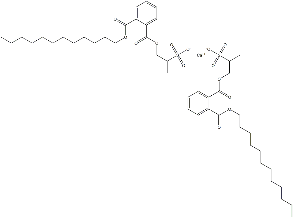 ビス[1-[(2-ドデシルオキシカルボニルフェニル)カルボニルオキシ]プロパン-2-スルホン酸]カルシウム 化学構造式