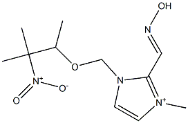 2-[(ヒドロキシイミノ)メチル]-3-メチル-1-[(1,2-ジメチル-2-ニトロプロピル)オキシメチル]-1H-イミダゾール-3-イウム 化学構造式