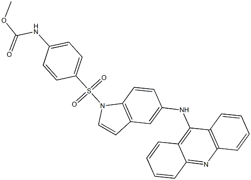 N-[4-[[5-[(Acridin-9-yl)amino]-1H-indol-1-yl]sulfonyl]phenyl]carbamic acid methyl ester,,结构式