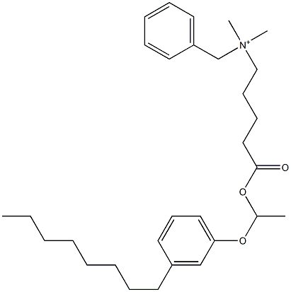 N,N-Dimethyl-N-benzyl-N-[4-[[1-(3-octylphenyloxy)ethyl]oxycarbonyl]butyl]aminium Struktur