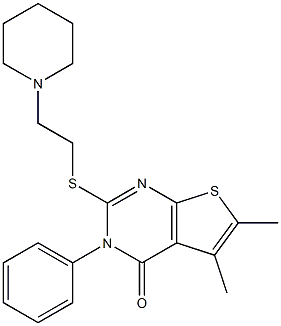 5,6-Dimethyl-3-phenyl-2-[[2-piperidinoethyl]thio]thieno[2,3-d]pyrimidin-4(3H)-one 结构式