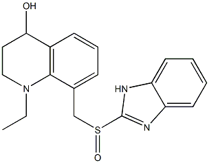 1-エチル-1,2,3,4-テトラヒドロ-4-ヒドロキシ-8-(1H-ベンゾイミダゾール-2-イルスルフィニルメチル)キノリン 化学構造式