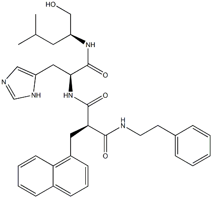 (2S)-2-[[N-[(2R)-2-[(フェネチルアミノ)カルボニル]-3-(ナフタレン-1-イル)プロピオニル]-L-ヒスチジル]アミノ]-4-メチル-1-ペンタノール 化学構造式