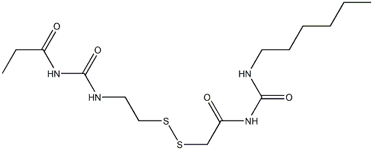 1-Propanoyl-3-[2-[[(3-hexylureido)carbonylmethyl]dithio]ethyl]urea|