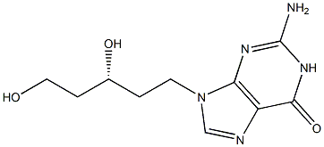 2-Amino-9-[(3R)-3,5-dihydroxypentyl]-1,9-dihydro-6H-purin-6-one Struktur