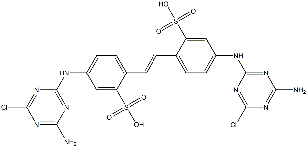 4,4'-ビス(4-アミノ-6-クロロ-1,3,5-トリアジン-2-イルアミノ)-2,2'-スチルベンジスルホン酸 化学構造式
