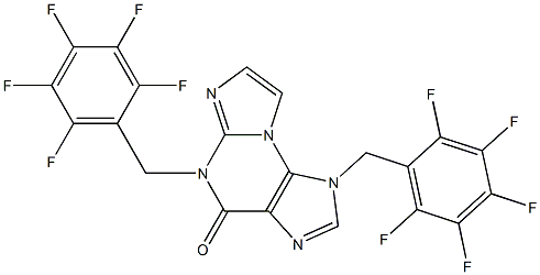 1,5-ビス(2,3,4,5,6-ペンタフルオロベンジル)-1H-イミダゾ[2,1-b]プリン-4(5H)-オン 化学構造式