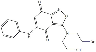 3-Bis(2-hydroxyethyl)amino-5-(phenylamino)-2,1-benzisoxazole-4,7-dione Structure