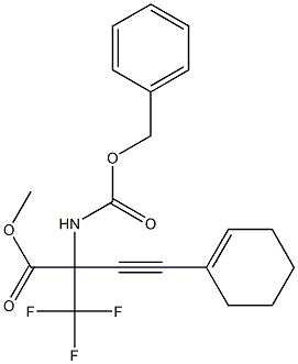 2-(ベンジルオキシカルボニルアミノ)-2-トリフルオロメチル-4-(1-シクロヘキセン-1-イル)-3-ブチン酸メチル 化学構造式