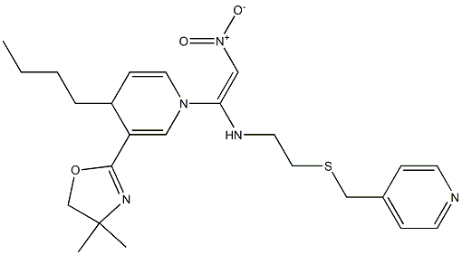 N-[2-Nitro-1-[[4-butyl-3-(4,4-dimethyl-2-oxazolin-2-yl)-1,4-dihydropyridin]-1-yl]ethenyl]-2-[(4-pyridinylmethyl)thio]ethanamine,,结构式