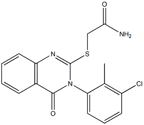 2-(2-Amino-2-oxoethylthio)-3-(3-chloro-2-methylphenyl)-quinazolin-4(3H)-one 结构式