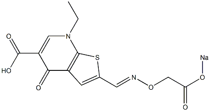 2-[[(Sodiooxycarbonyl)methoxy]iminomethyl]-7-ethyl-4,7-dihydro-4-oxothieno[2,3-b]pyridine-5-carboxylic acid Struktur