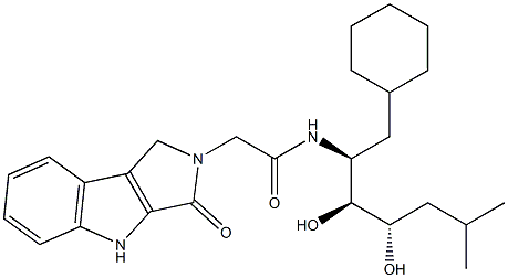 N-[(1S,2S,3S)-1-Cyclohexylmethyl-2,3-dihydroxy-5-methylhexyl]-1,2,3,4-tetrahydro-3-oxopyrrolo[3,4-b]indole-2-acetamide,,结构式