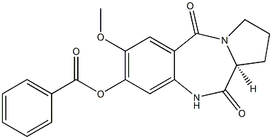 (11aS)-2,3-ジヒドロ-8-ベンゾイルオキシ-7-メトキシ-1H-ピロロ[2,1-c][1,4]ベンゾジアゼピン-5,11(10H,11aH)-ジオン 化学構造式