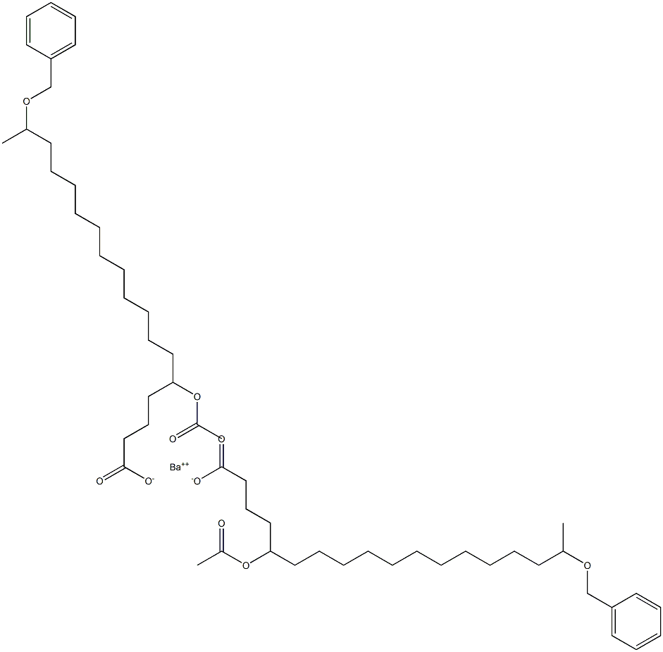 Bis(17-benzyloxy-5-acetyloxystearic acid)barium salt,,结构式
