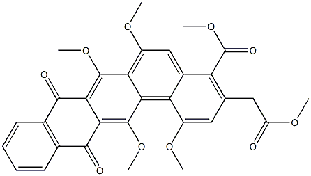 1,6,7,14-テトラメトキシ-4-(メトキシカルボニル)-3-[(メトキシカルボニル)メチル]ベンゾ[a]ナフタセン-8,13-ジオン 化学構造式